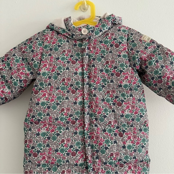 GAP Warmest Down Snowsuit Floral Girls Puffer Coat Jacket 18-24 Months - Picture 2 of 10